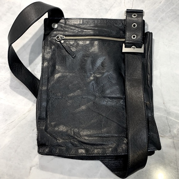 H&M x Karl Lagerfeld black leather cross body bag with silver hardware *Rare* - Picture 3 of 14